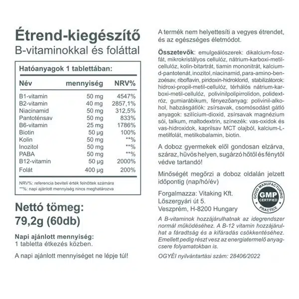 Vitaking Mega B-50 komplex tabletta - 60db - Image 3