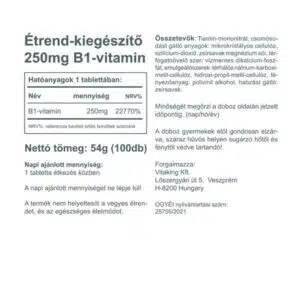 Vitaking B1-vitamin tabletta - 100db - Image 2