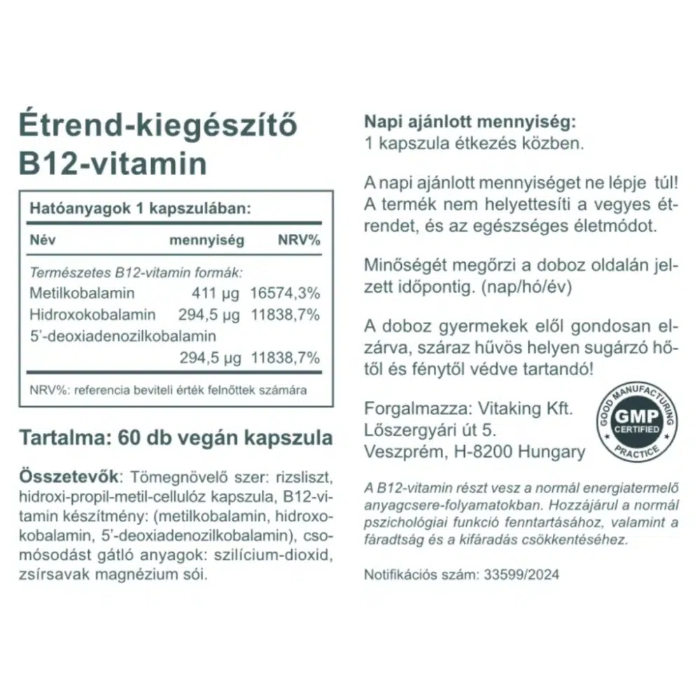 Vitaking B12-vitamin 1000mcg kapszula - 60db - Image 2