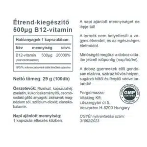 Vitaking B12 vitamin 500mcg kapszula - 100 db - Image 2