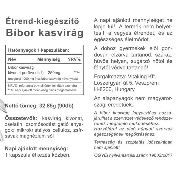 Vitaking Bíbor kasvirág - Echinacea kivonat kapszula - 90db - Image 2