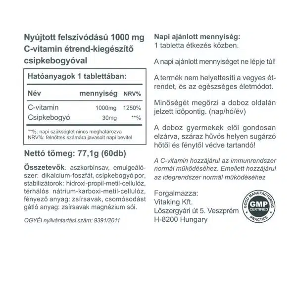 Vitaking C-vitamin 1000mg RETARD tabletta – 60db - Image 2