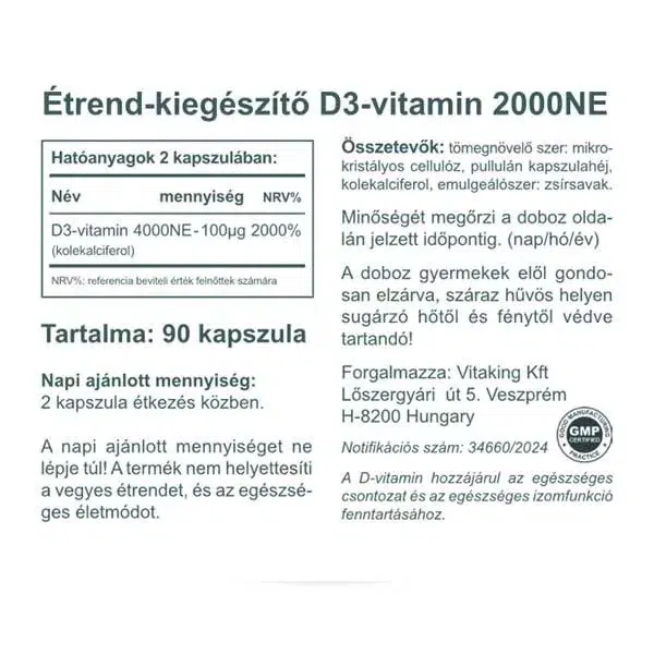 Vitaking D-2000 vitamin kapszula - 90db - Image 2