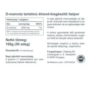 Vitaking D-Mannose por - 100g - Image 2