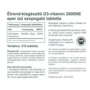 Vitaking D3-vitamin 2000NE szopogató tabletta - 210db - Image 2