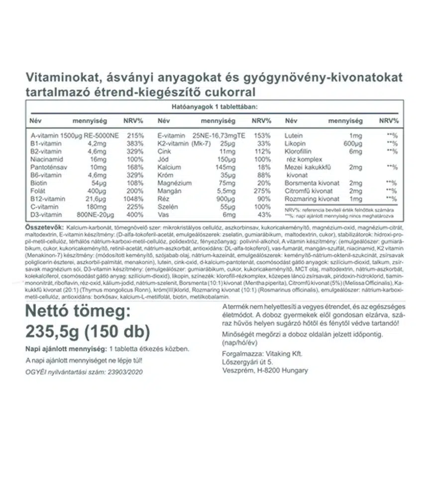 Vitaking Daily One Multivitamin tabletta - 150db - Image 2