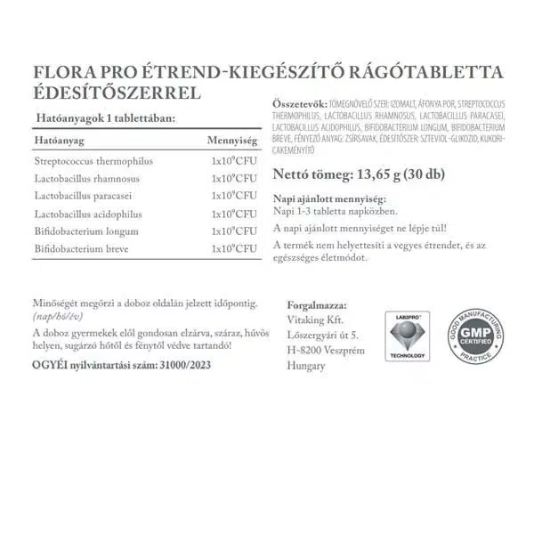 Vitaking Flora Pro élőflórát tartalmazó rágótabletta - 30db - Image 3