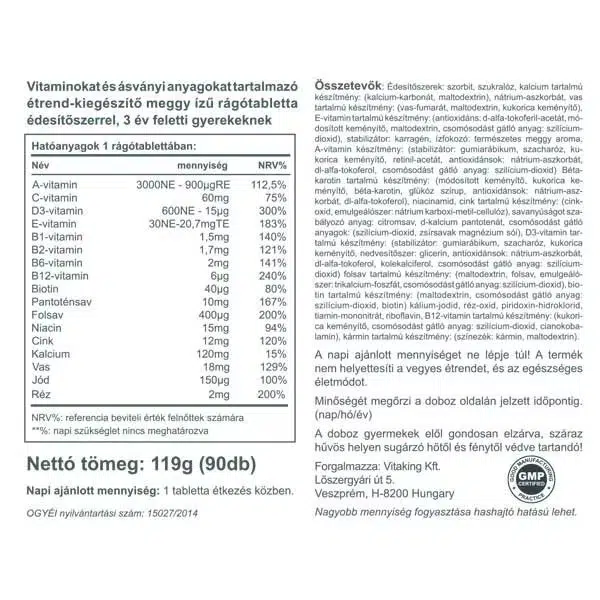 Vitaking Gyerek Multivitamin meggyes rágótabletta - 90db - Image 3