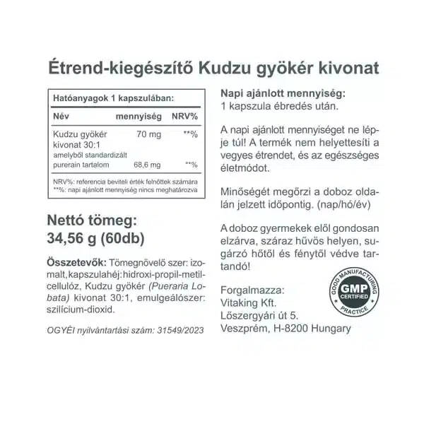 Vitaking Kudzu gyökér kivonat kapszula - 60db - Image 2