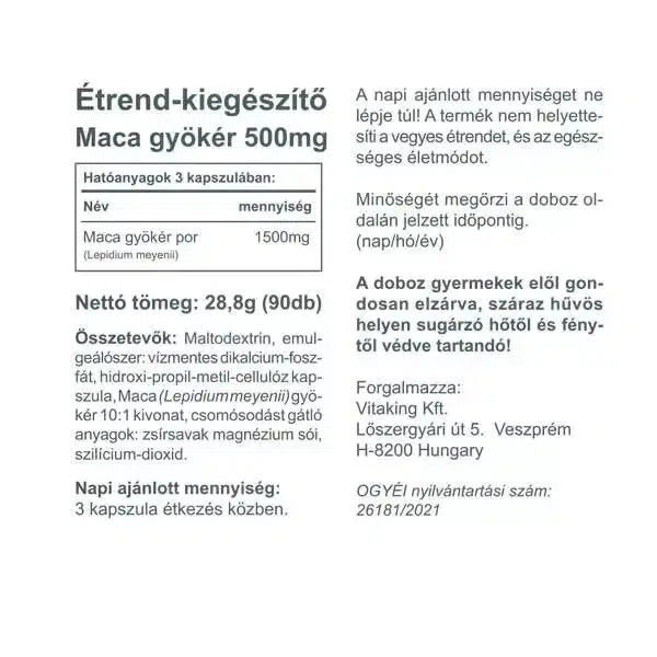 Vitaking Maca 500mg kapszula - 90db - Image 2