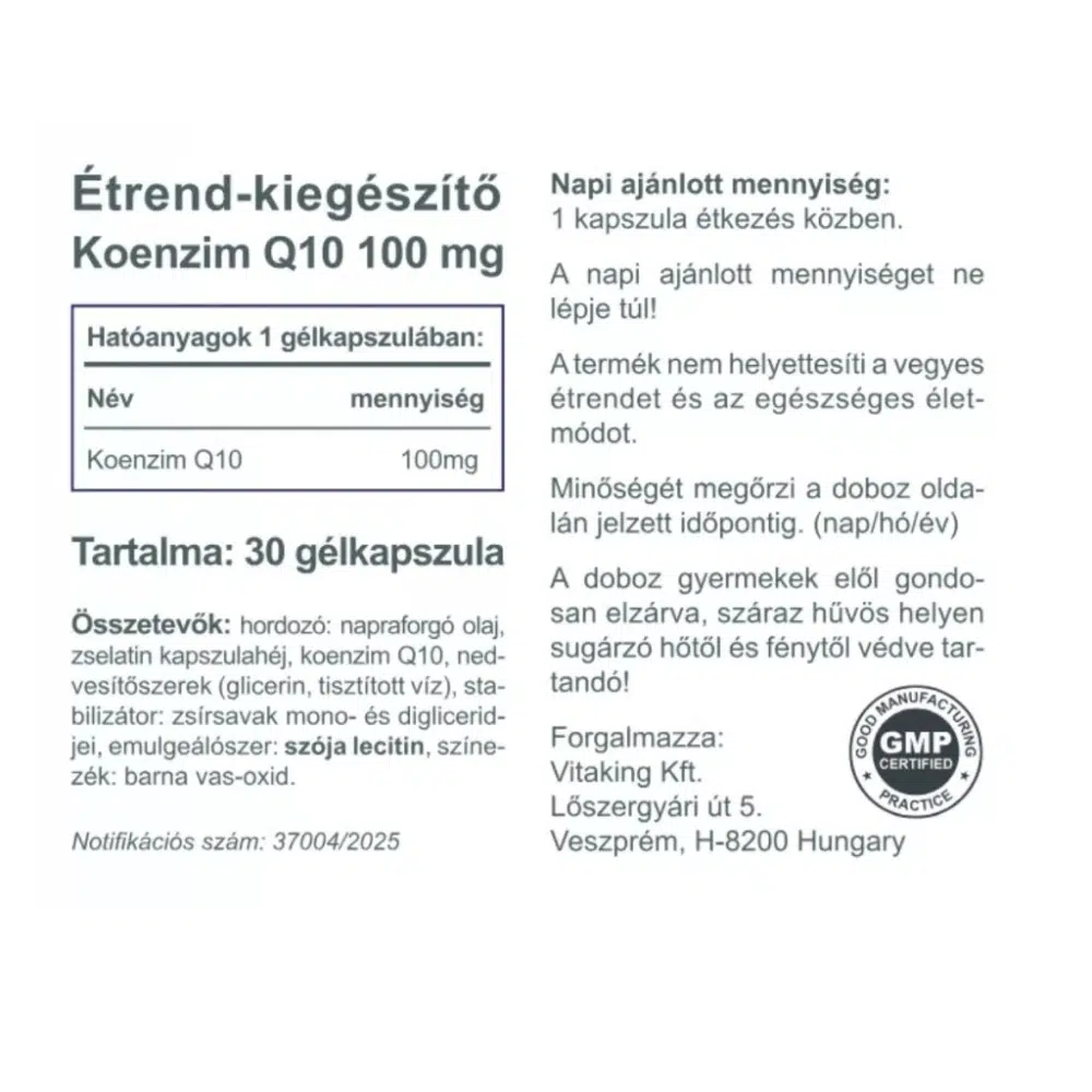 Vitaking Q10 koenzim 100mg kapszula - 30 db - Image 2