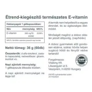Vitaking Természetes E-400 vitamin gélkapszula - 60 db - Image 2