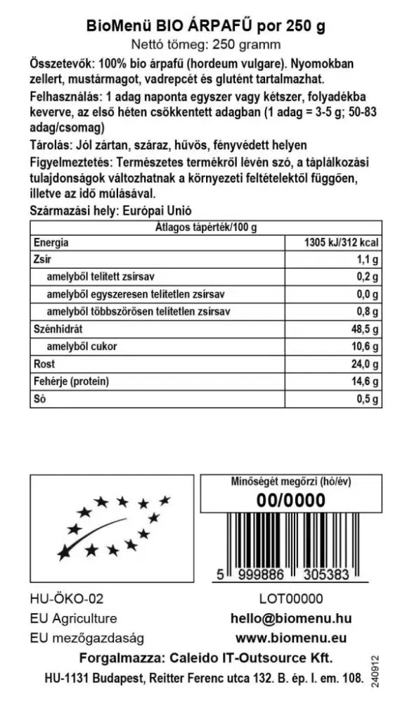 Biomenü Bio árpafű por - 250g - Image 2