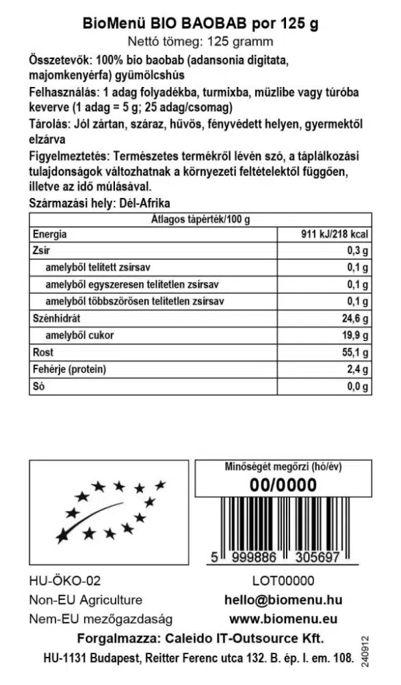 Biomenü Bio baobab por - 125g - Image 2