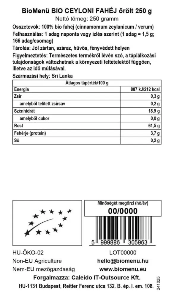 Biomenü Bio őrölt ceyloni fahéj - 250g - Image 2