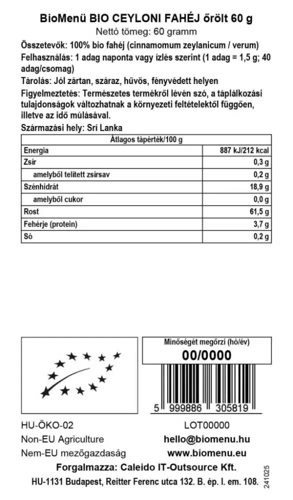 Biomenü Bio őrölt ceyloni fahéj - 60g - Image 2