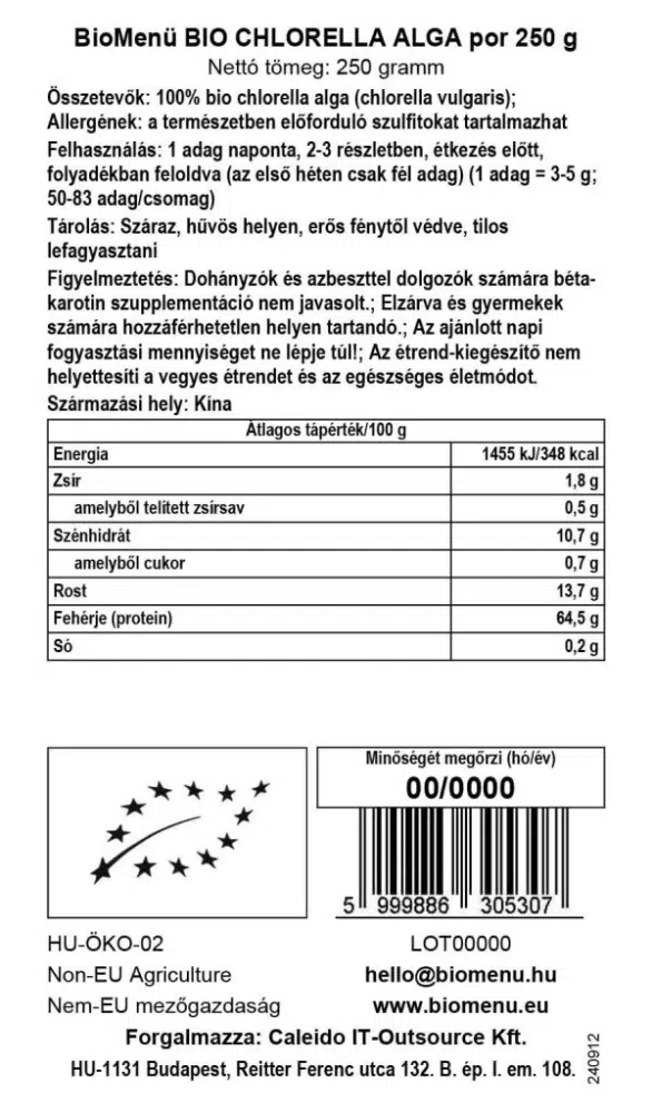 Biomenü Bio chlorella algapor - 250g - Image 2