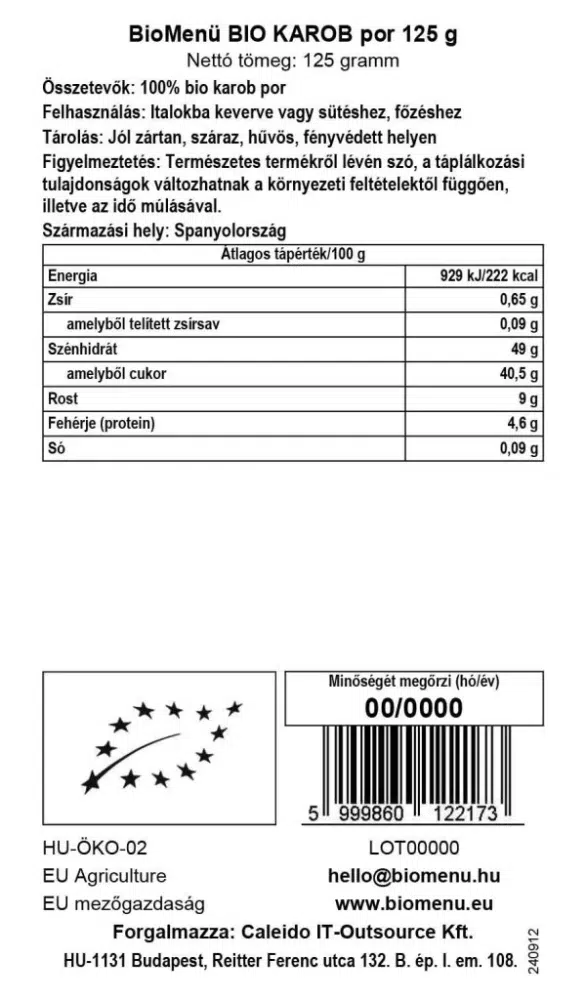 Biomenü Bio Karob por - 125g - Image 2