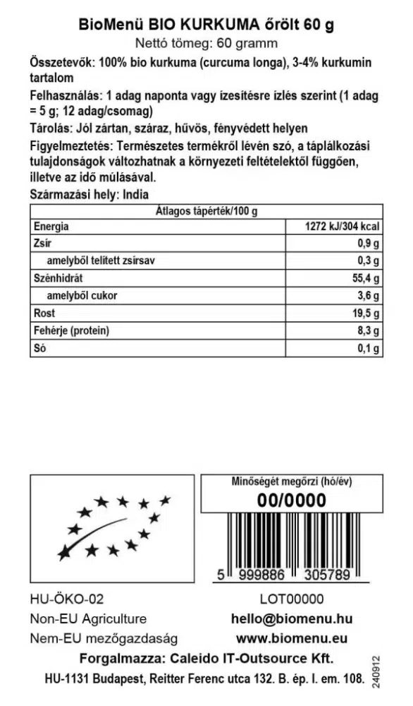 Biomenü Bio őrölt kurkuma - 60g - Image 2