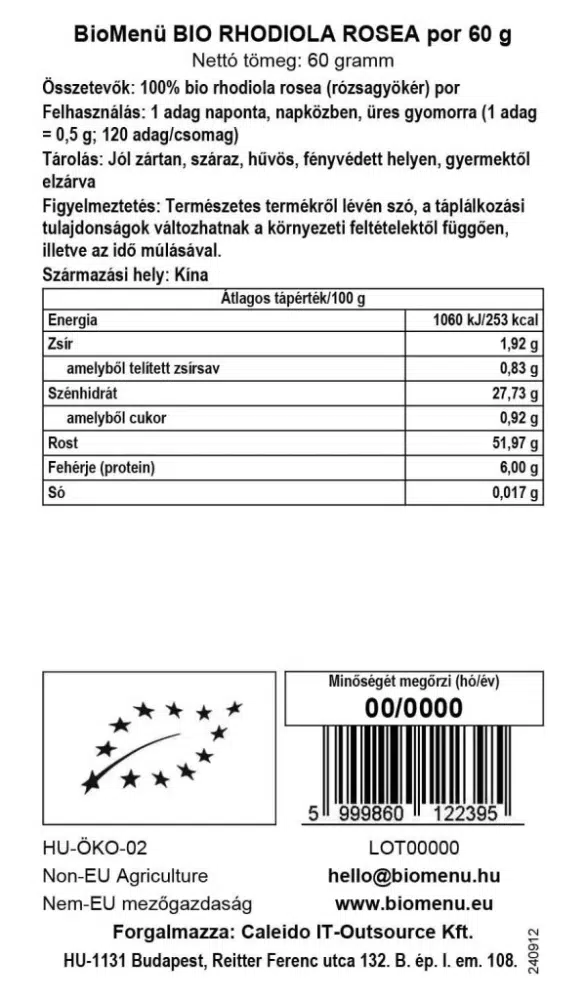 Biomenü Bio Rhodiola Rosea por - 60g - Image 2