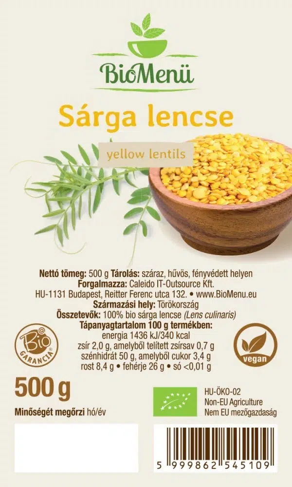 Biomenü Bio Sárga lencse - 500g - Image 2