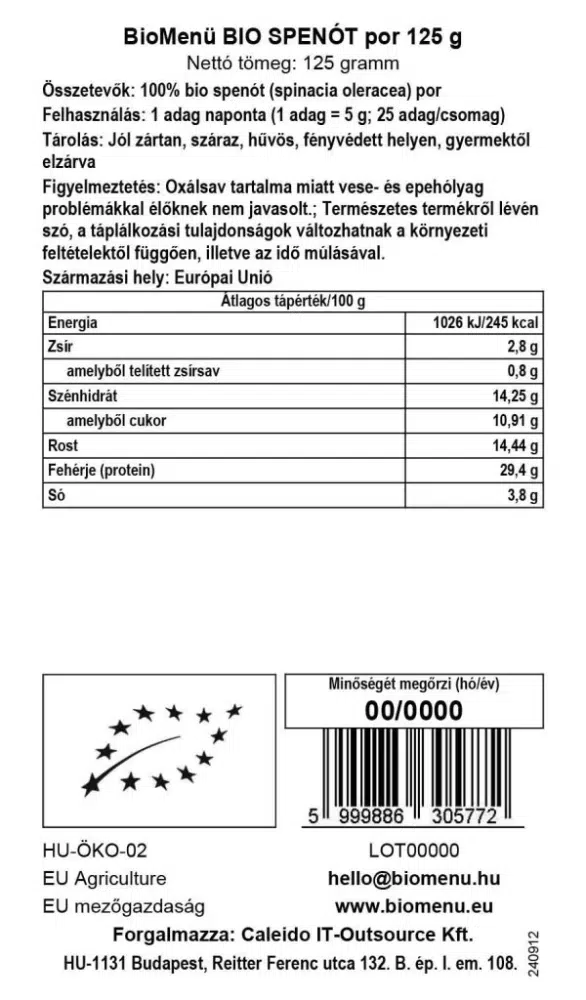 Biomenü Bio spenót por - 125g - Image 2