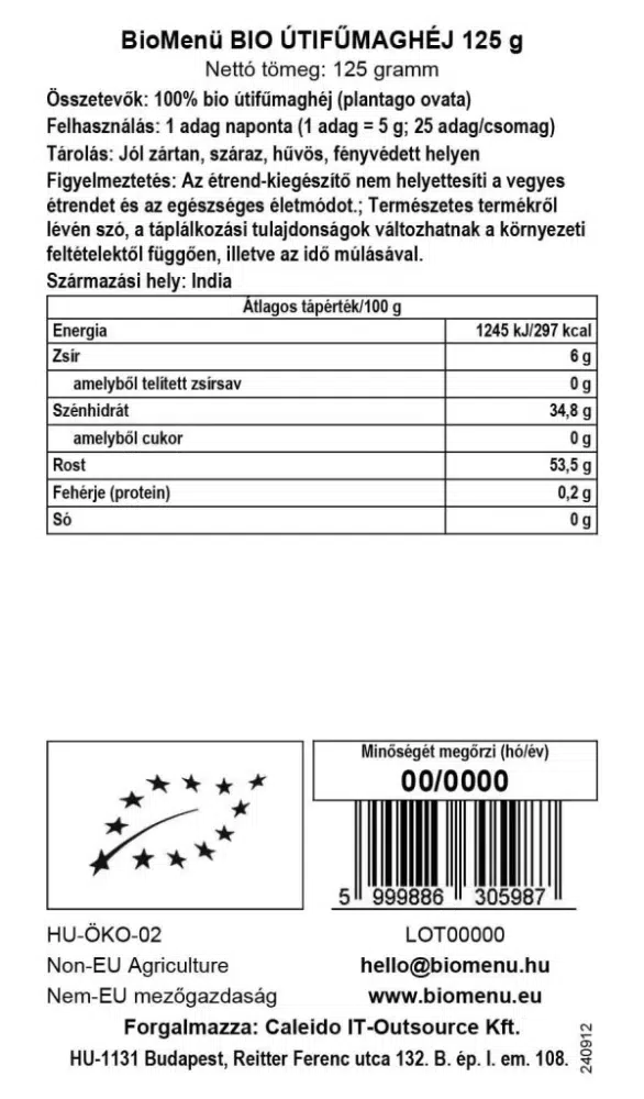 Biomenü Bio útifűmaghéj - 125g - Image 2