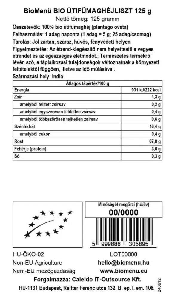 Biomenü Bio útifűmaghéjliszt - 125g - Image 2