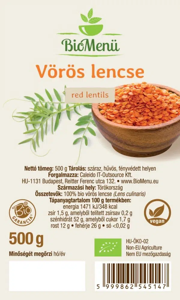 Biomenü Bio Vörös lencse - 500g - Image 2