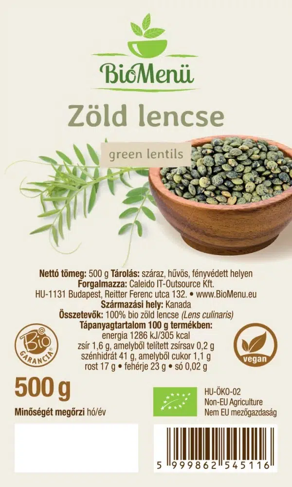 Biomenü Bio Zöld lencse - 500g - Image 2