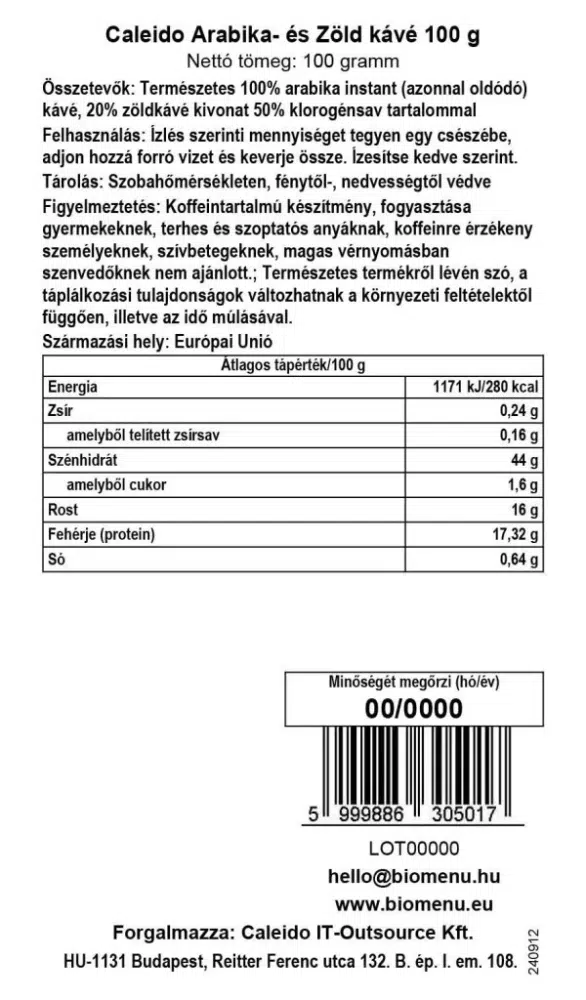 Caleido Arabica & Zöld kávé - 100g - Image 2