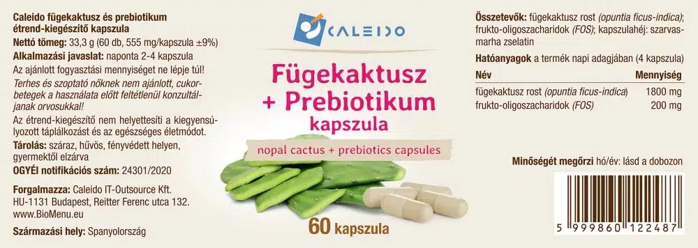 Caleido Fügekaktusz + Prebiotikum kapszula - 60db - Image 2