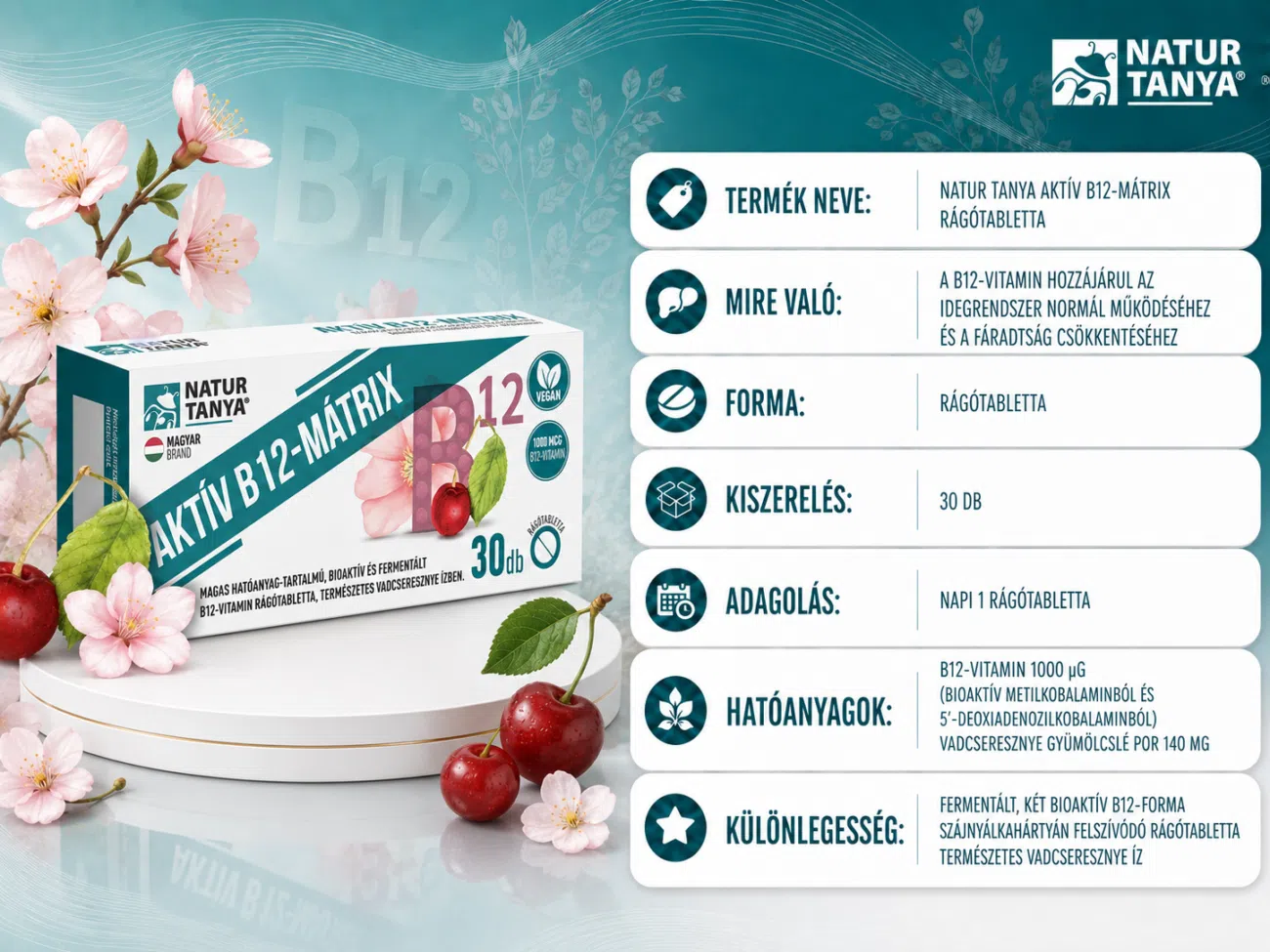 Natur Tanya Aktív B12-Mátrix rágótabletta