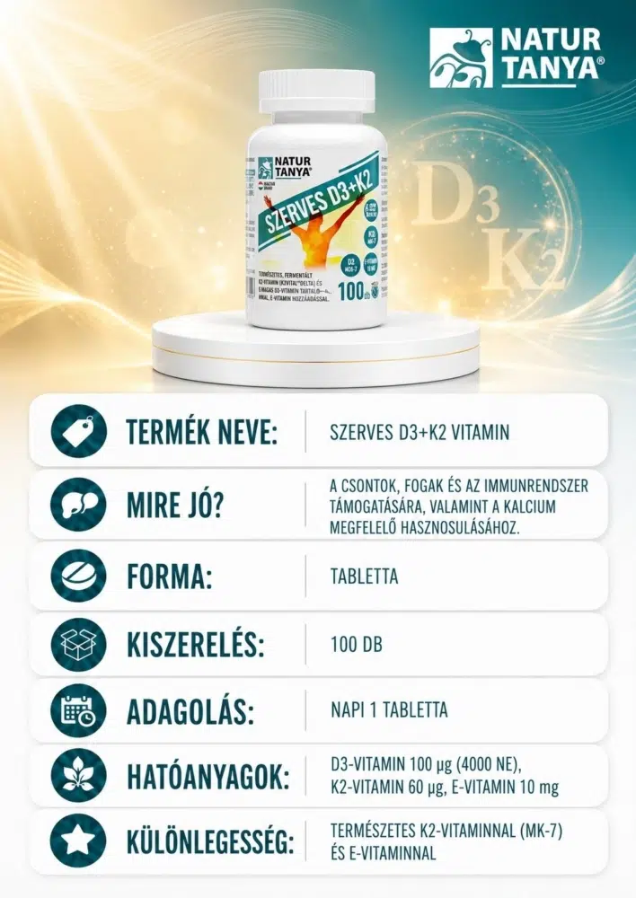 Natur Tanya Szerves D3+K2 vitamin tabletta