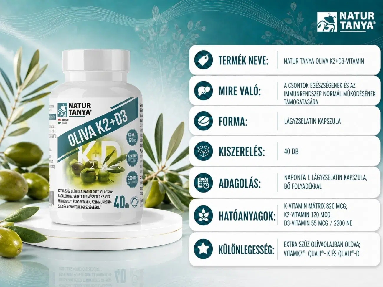 Oliva K2+D3 vitamin kapszula