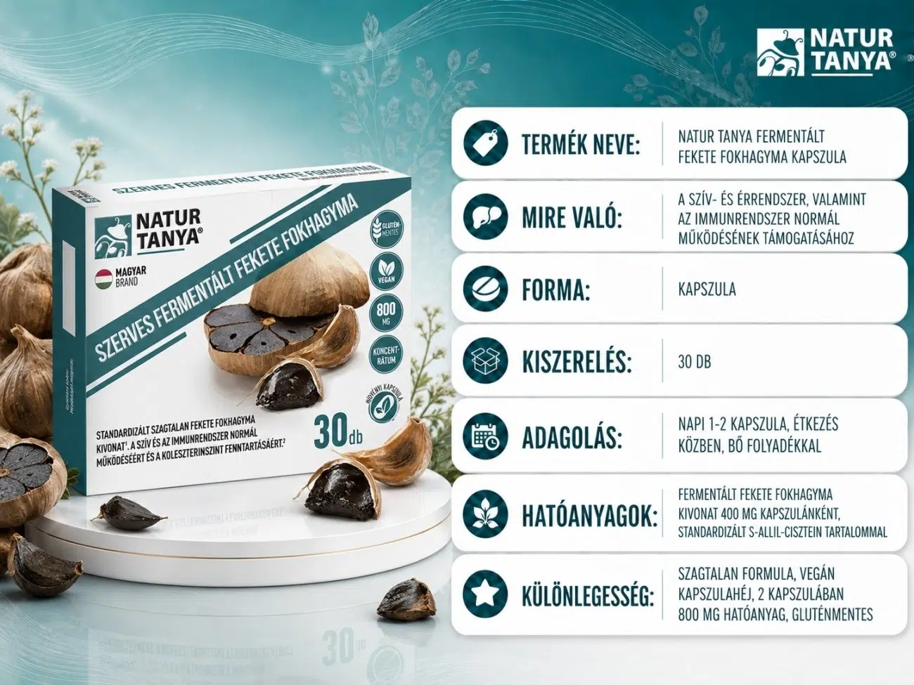 Natur Tanya Fermentált Fekete fokhagyma kapszula