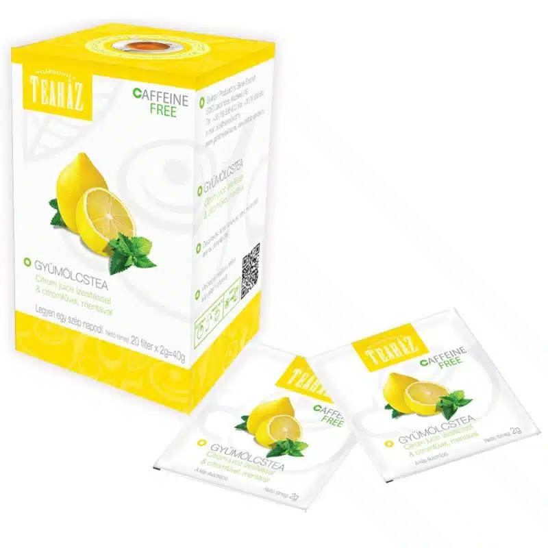 Gárdonyi Teaház Gyümölcstea citrom Juice ízesítéssel, citromfűvel, mentával - 20 filter