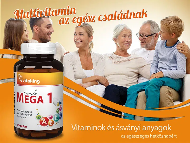 A Vitaking Mega 1 Family 25 hatóanyagot tartalmaz 1 tablettában!