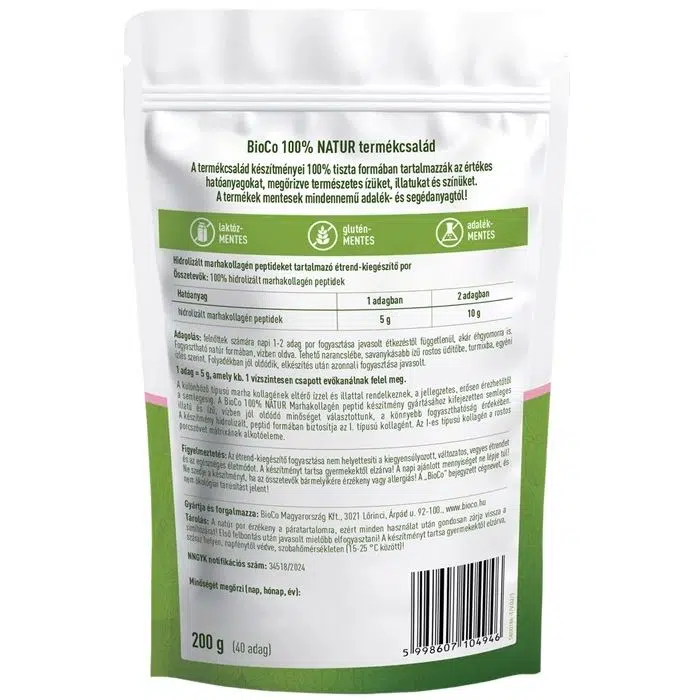 BioCo 100% NATUR Marhakollagén peptidek - 200g - Image 2