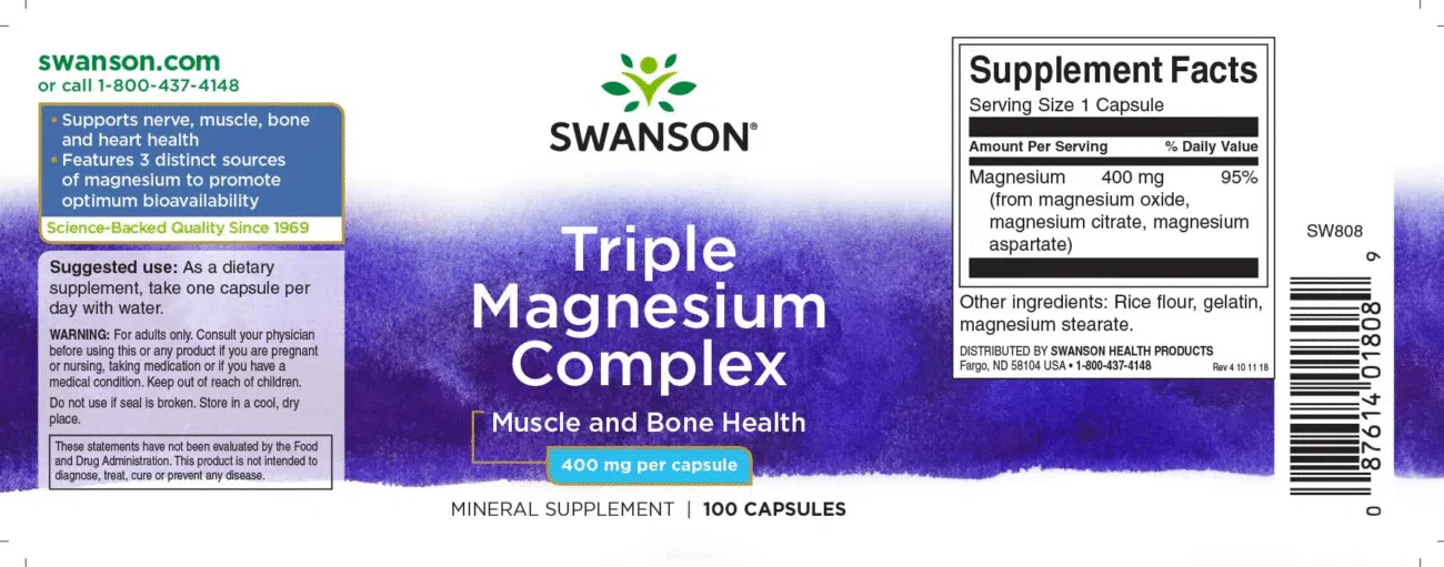 Swanson Tripla Magnézium Komplex kapszula - 100db - Image 2