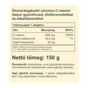 Vitaking Instant C-vitamin 1000mg citrom ízű italpor - 150g - Image 2