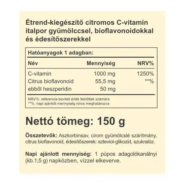 Vitaking Instant C-vitamin 1000mg citrom ízű italpor - 150g - Image 2