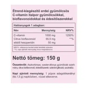 Vitaking Instant Supreme C-vitamin 1000mg szeder ízű italpor - 150g - Image 2