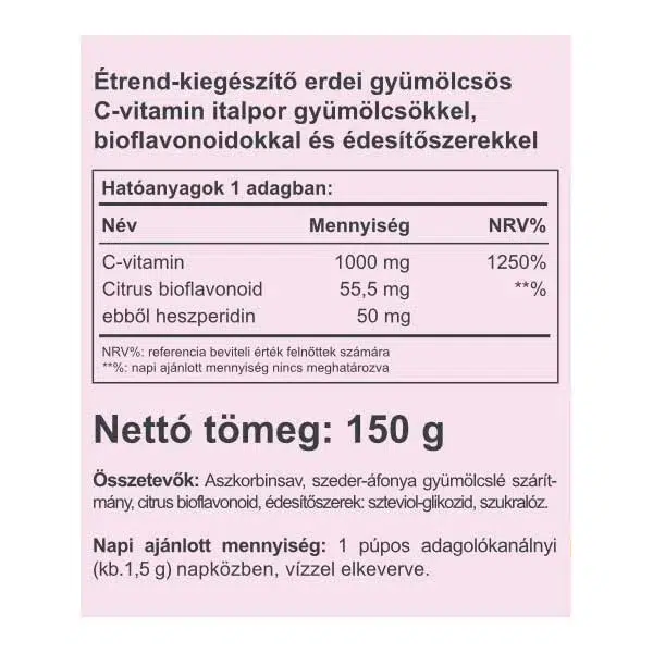 Vitaking Instant Supreme C-vitamin 1000mg szeder ízű italpor - 150g - Image 2
