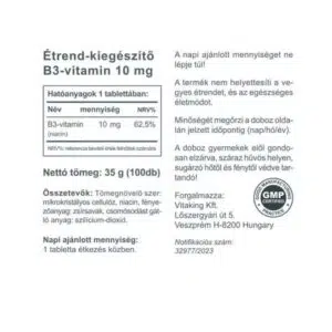 Vitaking Niacin (B3-vitamin) tabletta - 100db - Image 2