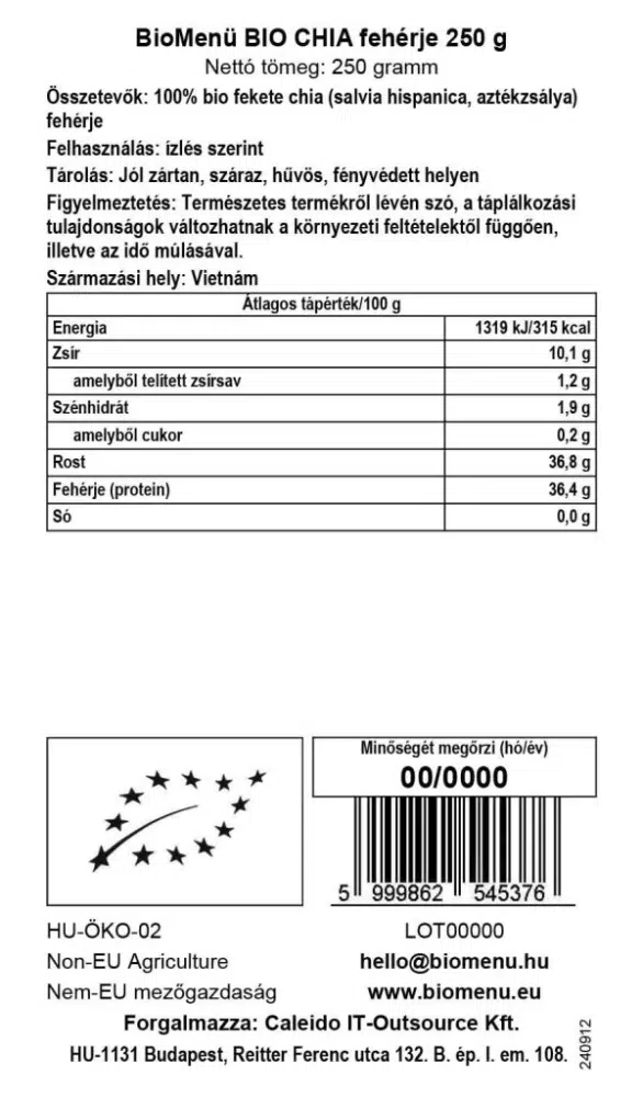 Biomenü Bio Chia fehérje - 250g - Image 2