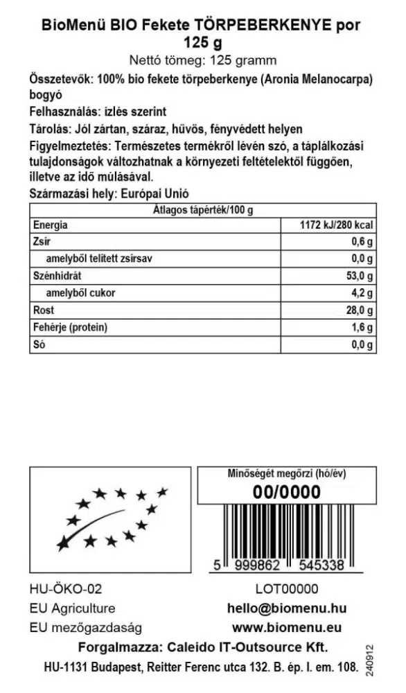 Biomenü Bio Fekete törpeberkenye por - 125g - Image 2