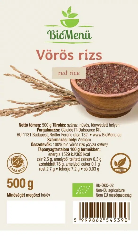 Biomenü Bio Vörös rizs - 500g - Image 2