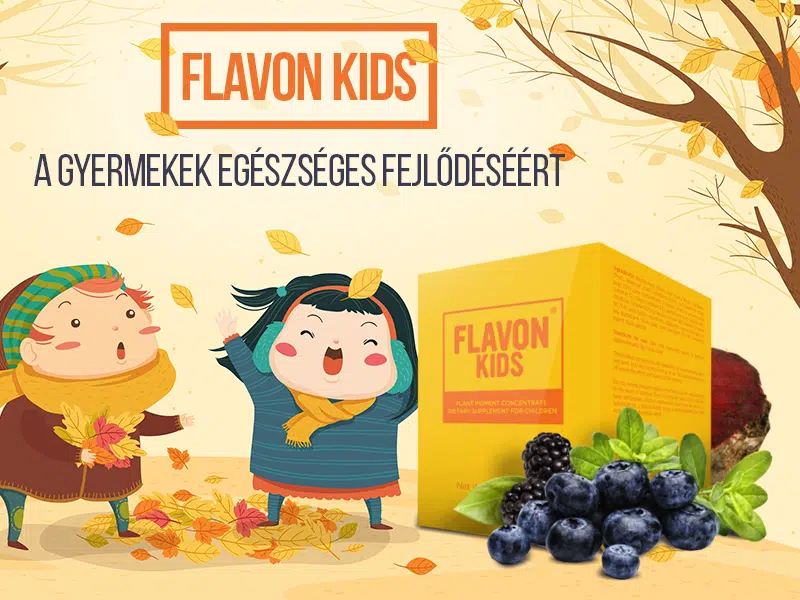 A Flavon Kids gyümölcskoncentrátum egy speciális vitaminsort is tartalmaz