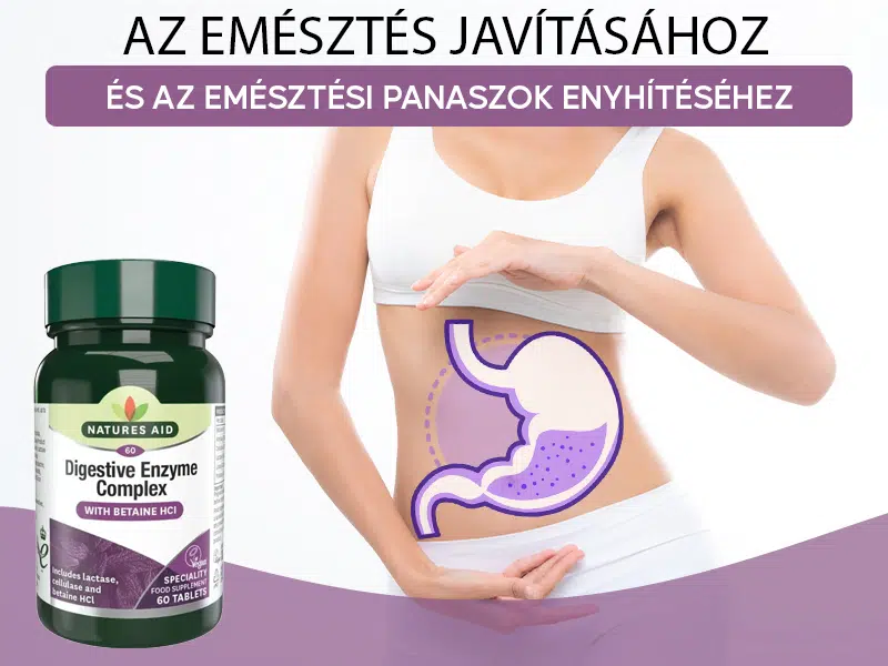 Emésztési problémákkal küzd? Próbálja ki a Natures Aid Digestive Enzyme Complex Emésztőenzim tablettát!